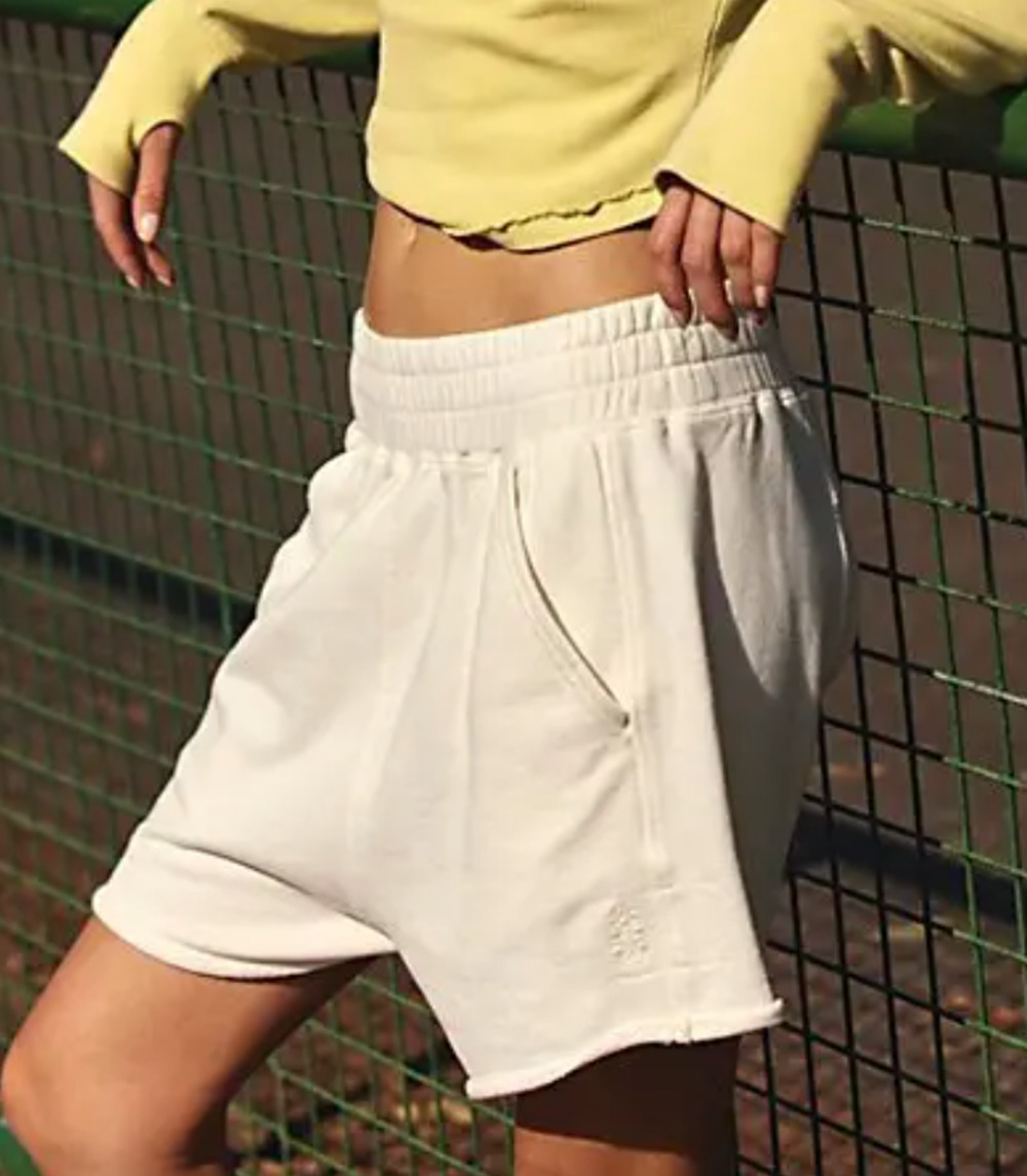 NEW FREE PEOPLE FP MOVEMENT WHITE ALL STAR LOGO SHORTS SZ S